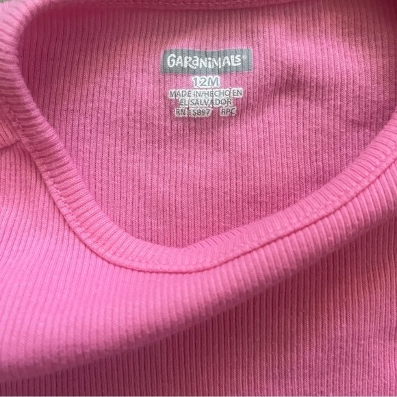 Garanimal tight knit ribbed texture top pink lettuce trim wrist hem Girls 12 Mo - Picture 6 of 7